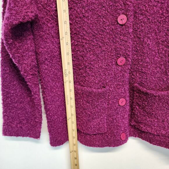 Vintage Marisa Christina Cardigan Sweater Size S Purple Wool Blend Boucle Knit - Picture 9 of 10